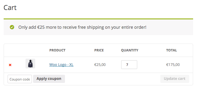 Showing a 'Add $10 more for free shipping' notice